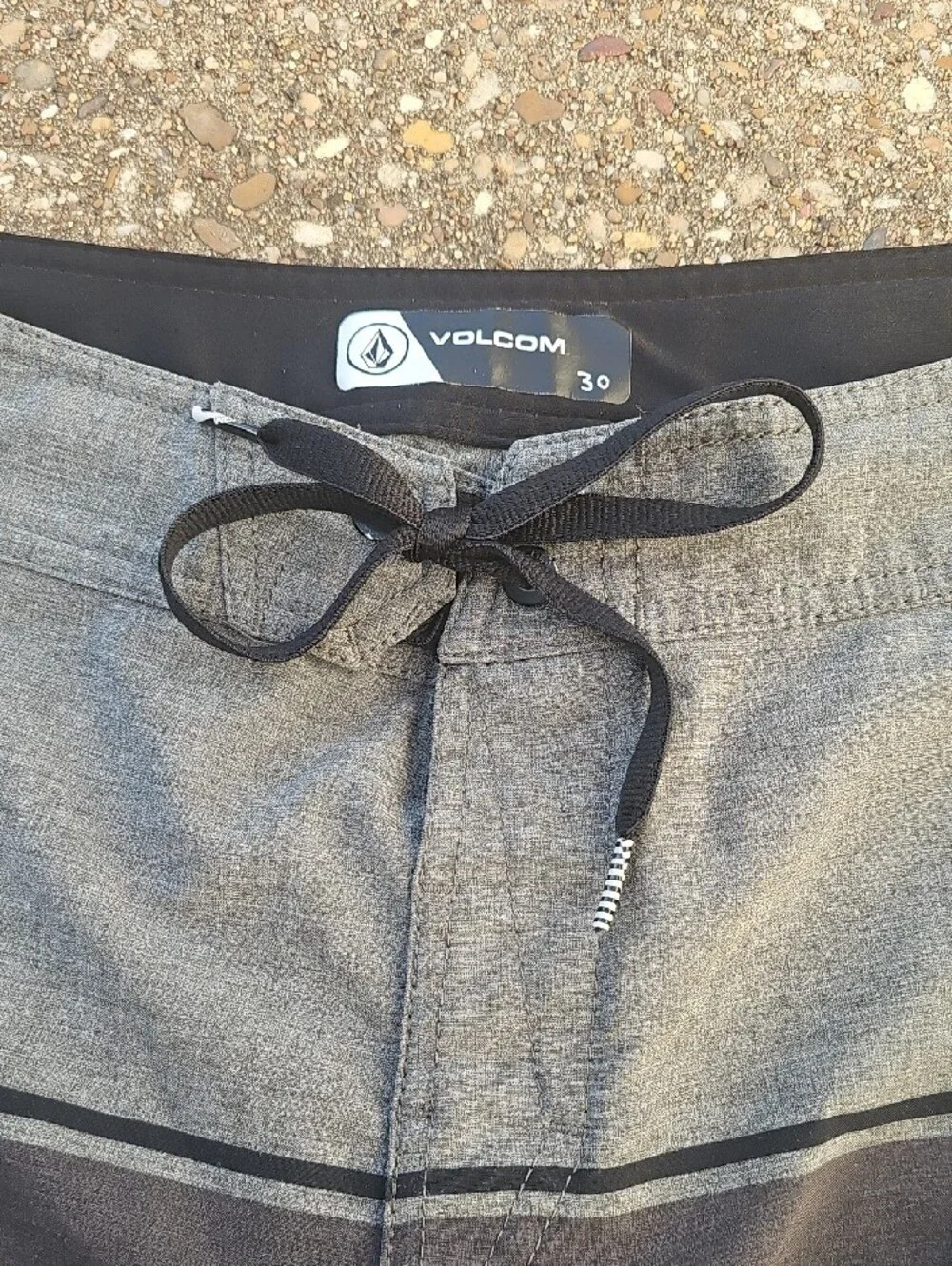 Volcom Gray Black Stripe Board Shorts Swim Mens 30